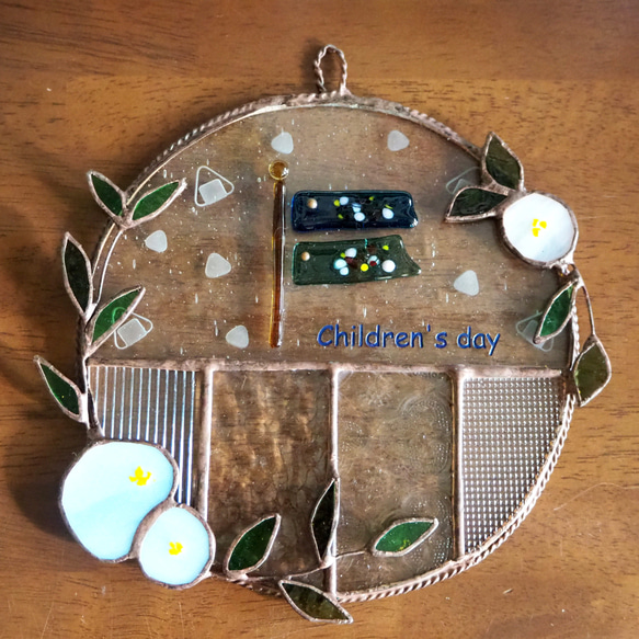 端午の節句に。ステンドグラスの丸い鯉のぼりプレート 12枚目の画像