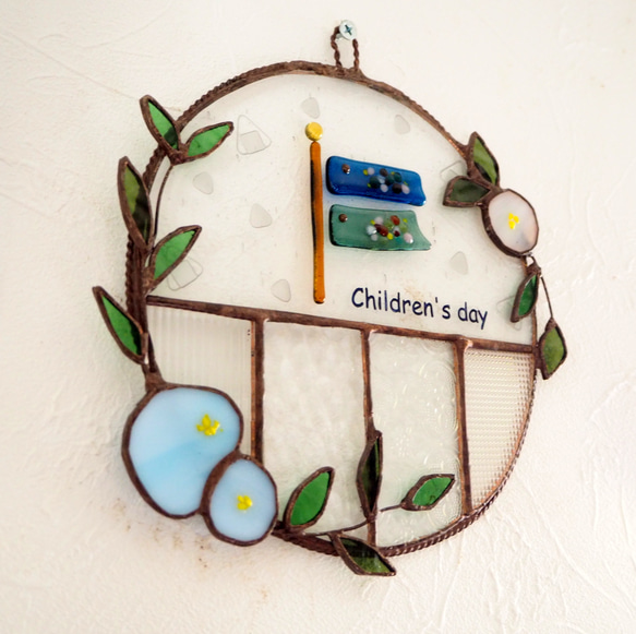 端午の節句に。ステンドグラスの丸い鯉のぼりプレート 9枚目の画像