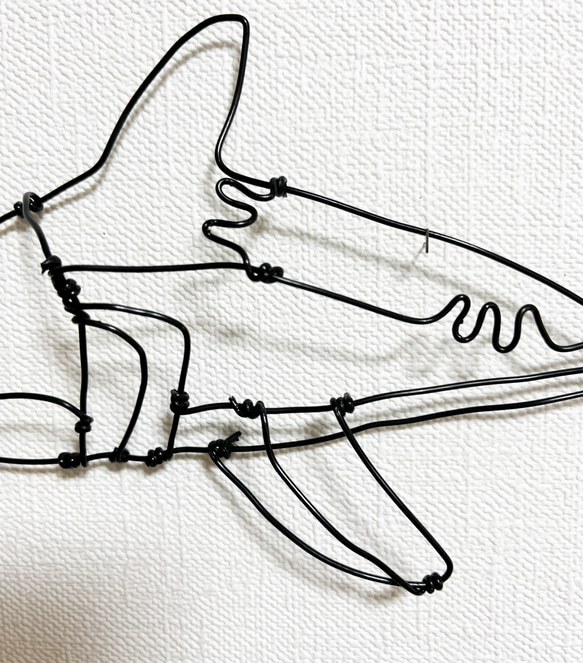 【受注販売】ホオジロザメ　サメ　鮫　立体　壁掛け　ワイヤーアート 3枚目の画像