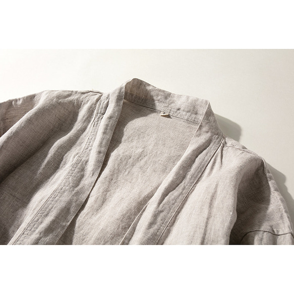 リネン 浴衣　和装 パジャマ　バスローブ 男女兼用　ベージュ　フリーサイズ　L156 3枚目の画像