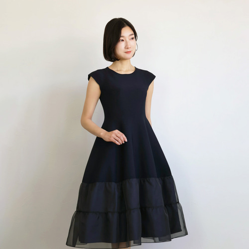 特別な日に着たい♪【ホールガーメント】オーガンジー切り替え 