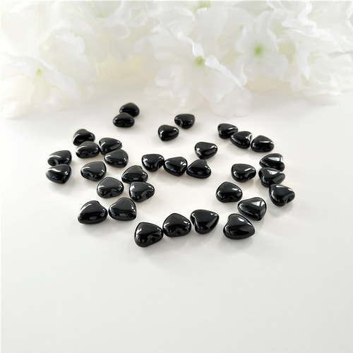 8mm・10mm・12mm オニキス ハート型 天然石 縦穴貫通 【サイズ選択