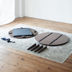 ウォルナット材のラウンドこたつ / こたつ単体［90cm] 素材を選べます。フラットヒーター 節電 テーブル 日本製 9枚目の画像