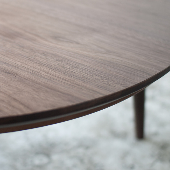 ウォルナット材のラウンドこたつ / こたつ単体［90cm] フラットヒーター 節電 テーブル 日本製 テーブル 日本製 1時間の電気量 ＋4