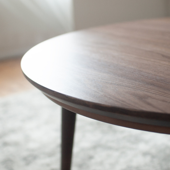 ウォルナット材のラウンドこたつ / こたつ単体［90cm] フラットヒーター 節電 テーブル 日本製 テーブル 日本製 1時間の電気量 ＋4