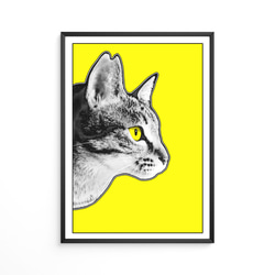 (アートポスター)猫横顔②_黄色 1枚目の画像