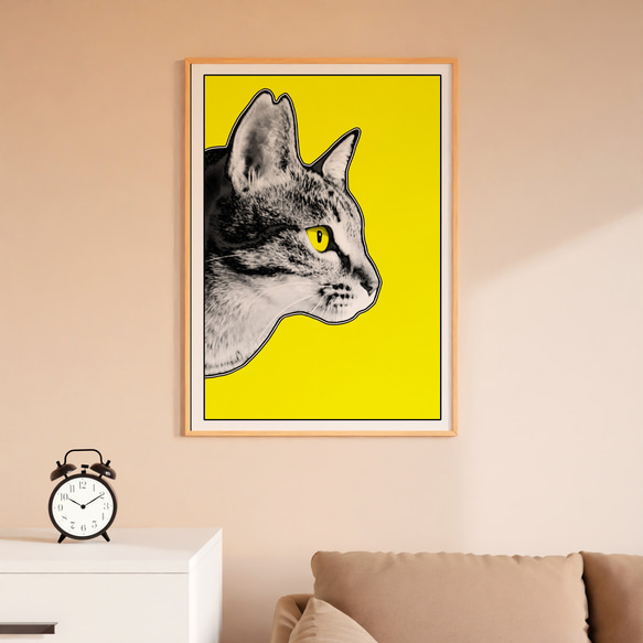 (アートポスター)猫横顔②_黄色 6枚目の画像