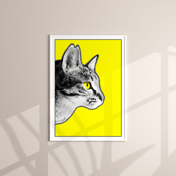 (アートポスター)猫横顔②_黄色 2枚目の画像