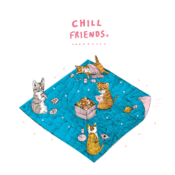 「CHILL FRIENDS_お花見」耐衝撃グリップiPhoneケース 10枚目の画像