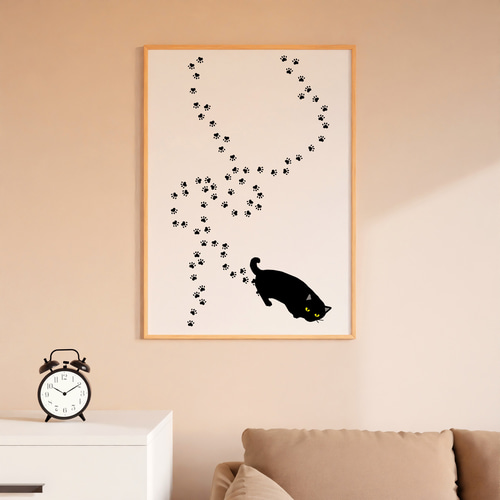 アートポスター)足跡猫 イラスト たまちゃんデザイン 通販 15540817