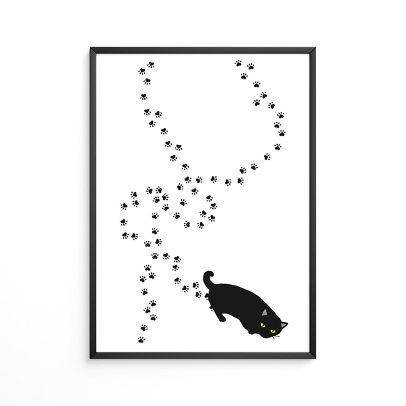 アートポスター)足跡猫 イラスト たまちゃんデザイン 通販 15540817