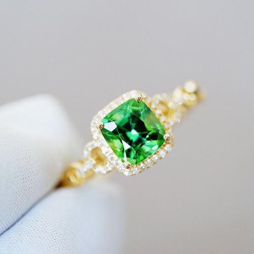 癒しのパワー」K18 天然グリーントルマリン 天然ダイヤモンド 上品  