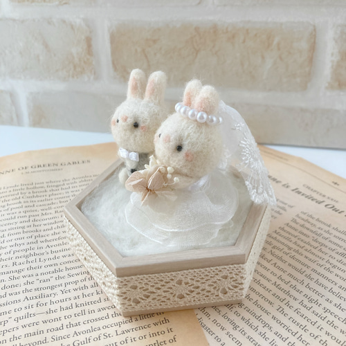 Happy Wedding♪こうさぎちゃん 羊毛フェルト ウェディング 結婚祝い