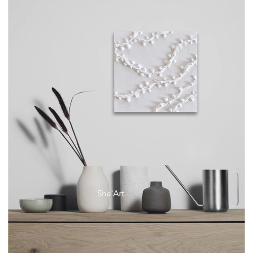 原画S・lace・ミルキーホワイト / 北欧・モダンアート アート 抽象画