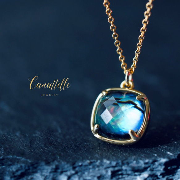 人魚の涙」アバロンシェル×クリスタルAAA ネックレス ネックレス