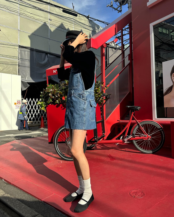 USED REMAKE DENIM OVERALL DRESS（古着リメイク） 3枚目の画像