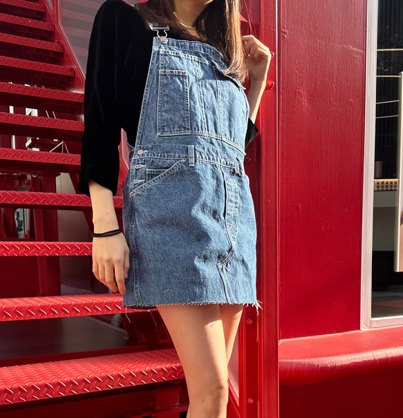 USED REMAKE DENIM OVERALL DRESS（古着リメイク） 5枚目の画像