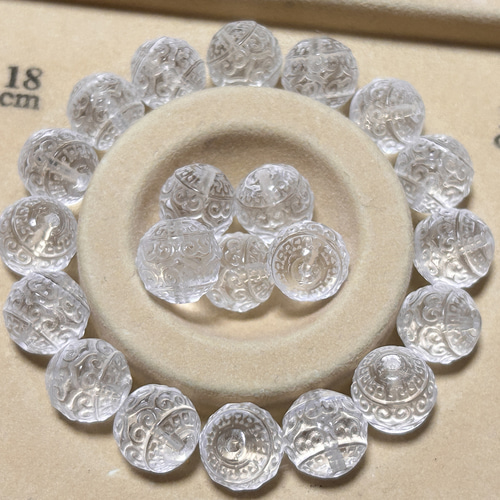 3珠セット 水晶 超高品質 回文珠 極上彫 天然石 クリスタル 回文