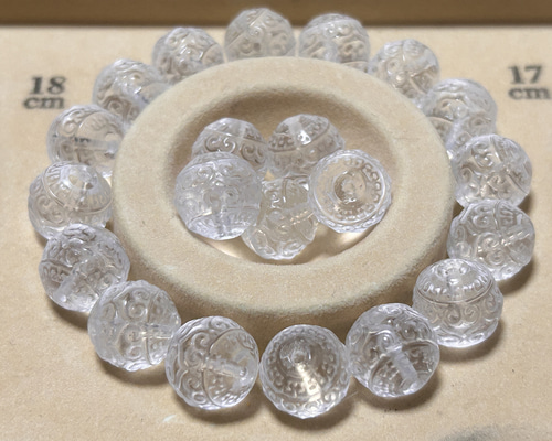 3珠セット 水晶 超高品質 回文珠 極上彫 天然石 クリスタル 回文