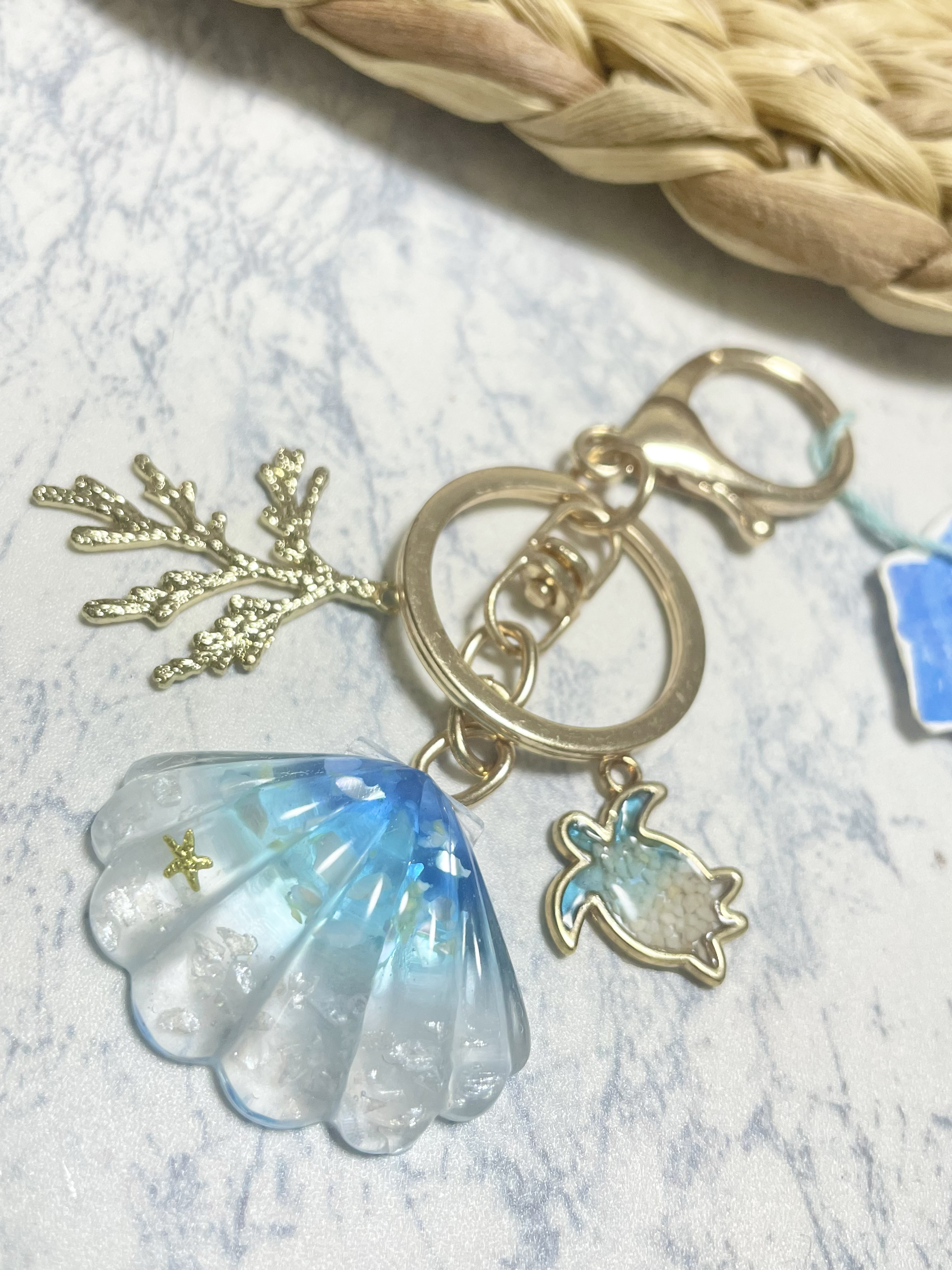 マクラメ　キーホルダー　ハンドメイド　ハワイアン　SEA マクラメ キーホルダー ハンドメイド ハワイアン SEA