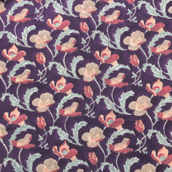[50公分單位]紫色栗色大花印度手工版畫布料紡織棉 第4張的照片