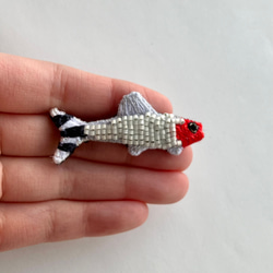 熱帯魚　"ラミーノーズテトラ"刺繍ビーズブローチ　魚モチーフ　軽いブローチ 11枚目の画像