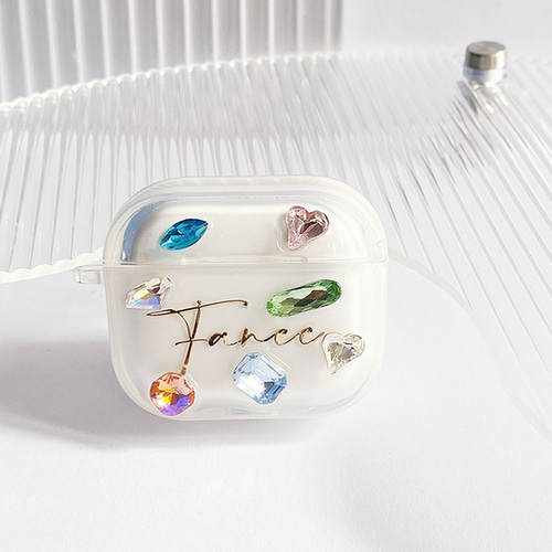 文字刻印+豪華なドリル付きAirPods/Airpods Proケース❤AirPods1/2