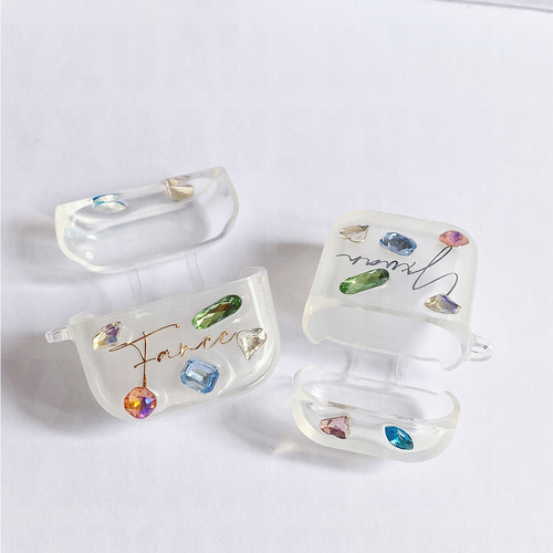 文字刻印+豪華なドリル付きAirPods/Airpods Proケース❤AirPods1/2