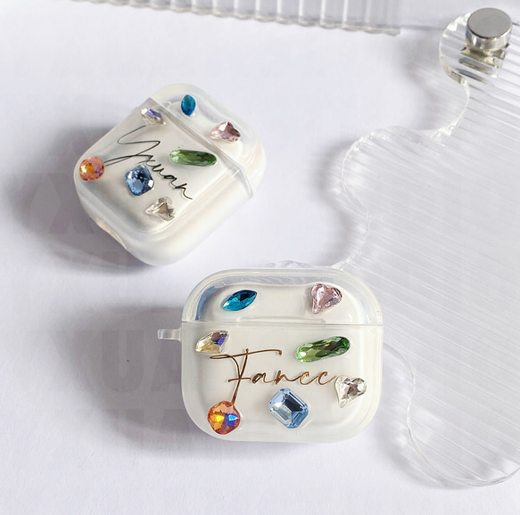 文字刻印+豪華なドリル付きAirPods/Airpods Proケース❤AirPods1/2