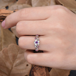 桜の葉 つる 小枝 さくらリング 2月の誕生石 アメジスト 婚約指輪 10月の誕生石 ピンクトルマリン リング 5枚目の画像