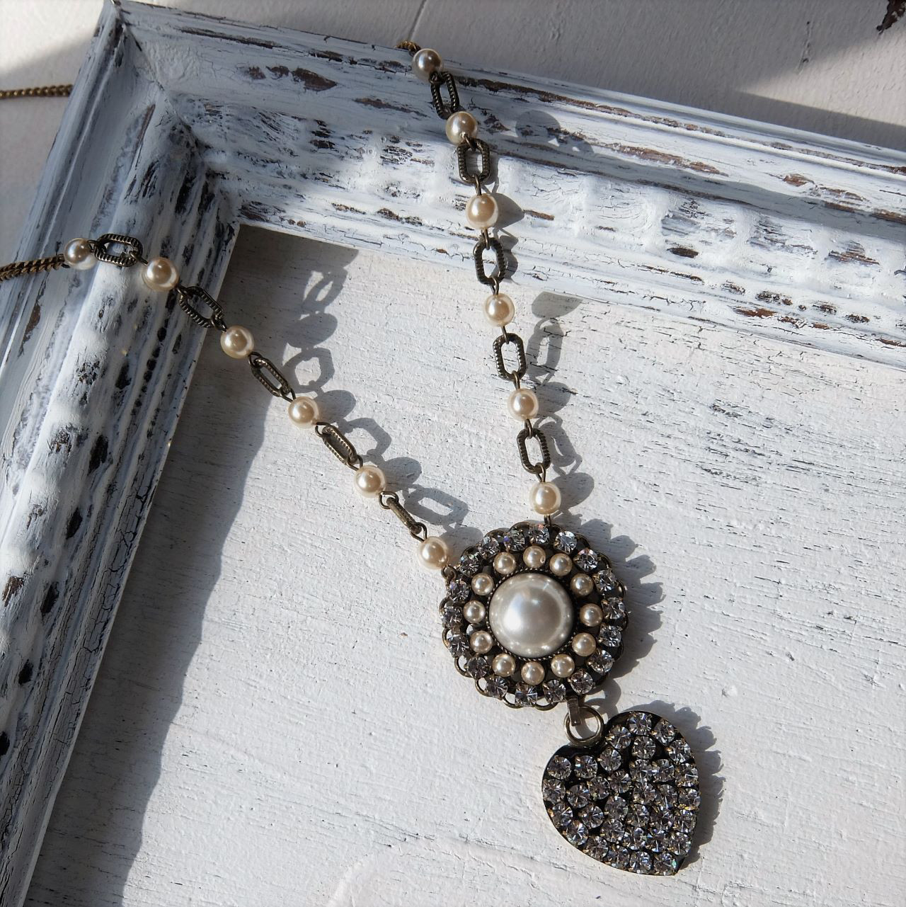 クリスタルラインストーンハートネックレス、ハートペンダントネックレス、大きなハートのラインストーンペンダントネックレス