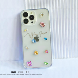 文字刻印+豪華なドリル付き透明なスマホケース 多機種対応❤iphone14 iphone13 iphone15 4枚目の画像