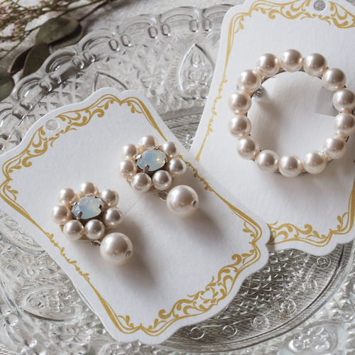 送料無料✨シンプル可愛い ブローチ＆ピアス セット♪ 卒業式/入学式