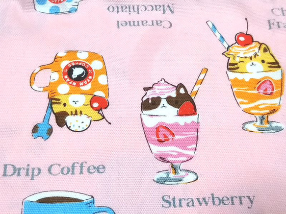 【22×19】給食袋・コップ袋（マチなし）★猫カフェ 5枚目の画像