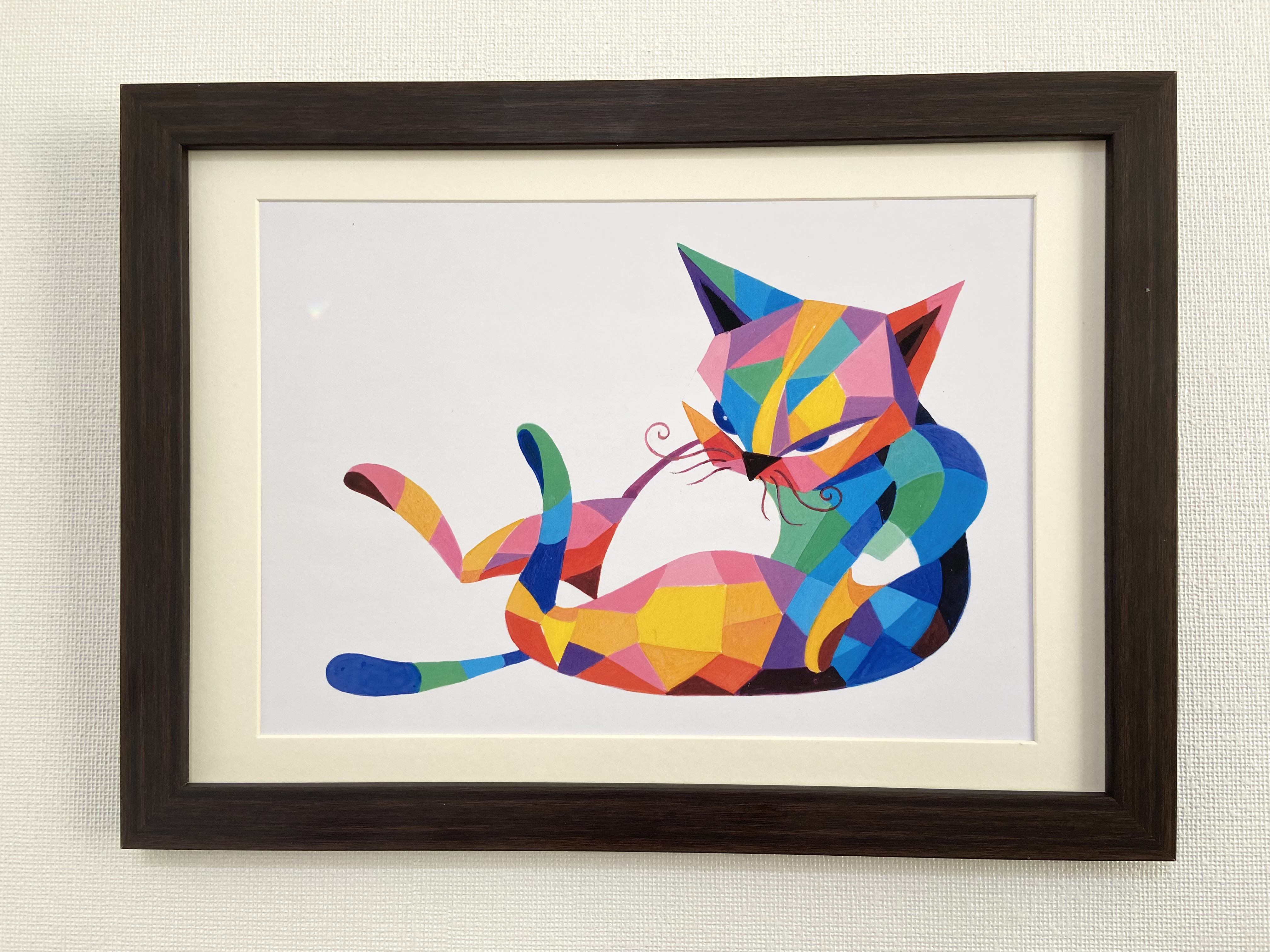 絵画。原画【美味しいビールとコーヒー、シャム猫たちのロマンチックな 