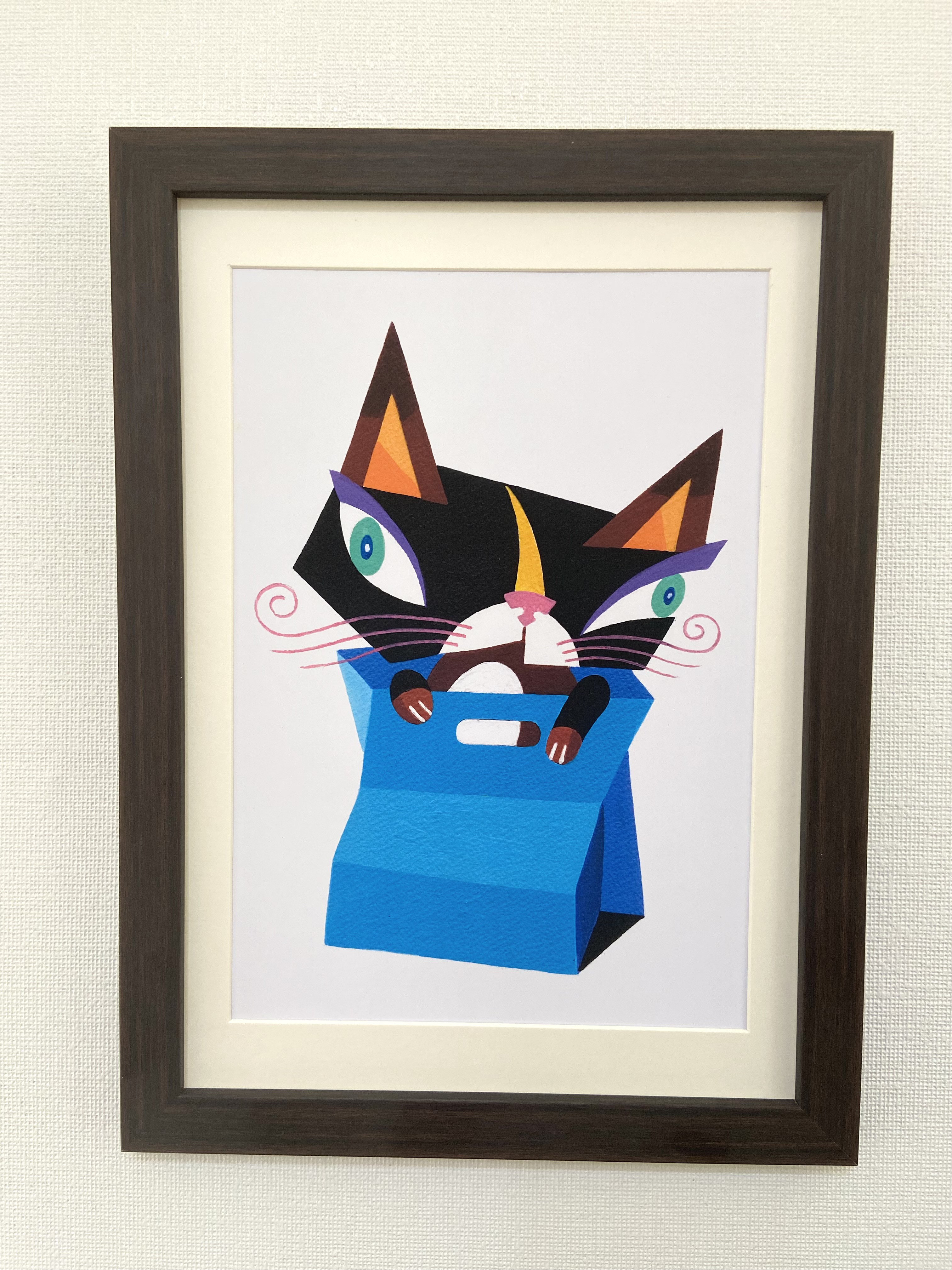 絵画。原画【美味しいビールとコーヒー、シャム猫たちのロマンチックな 