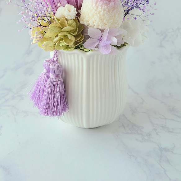 【2色から選べる】コロンとかわいいプリザーブドフラワー仏花　和風アレンジ 5枚目の画像