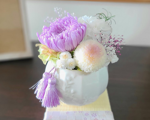 プリザーブドフラワーアレンジ　仏花　ラズベリー 送料無料 プリザーブドフラワー 仏花 一対 お供え お盆 新盆