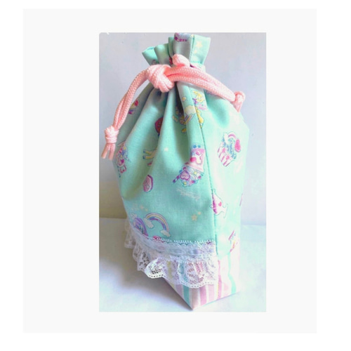給食袋.コップ袋／handmade＊ 楽々Openループ babyユニコーン マチ.裏  