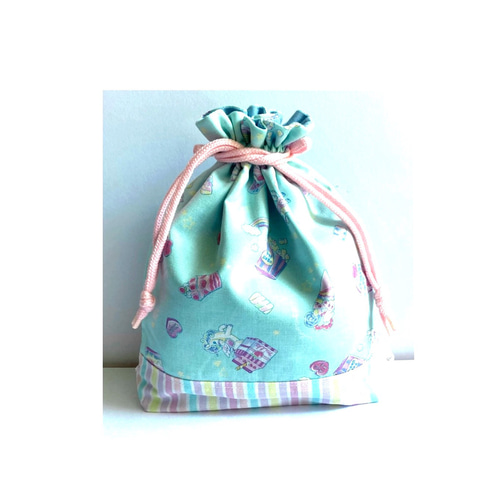 給食袋.コップ袋／handmade＊ 楽々Openループ babyユニコーン マチ.裏  