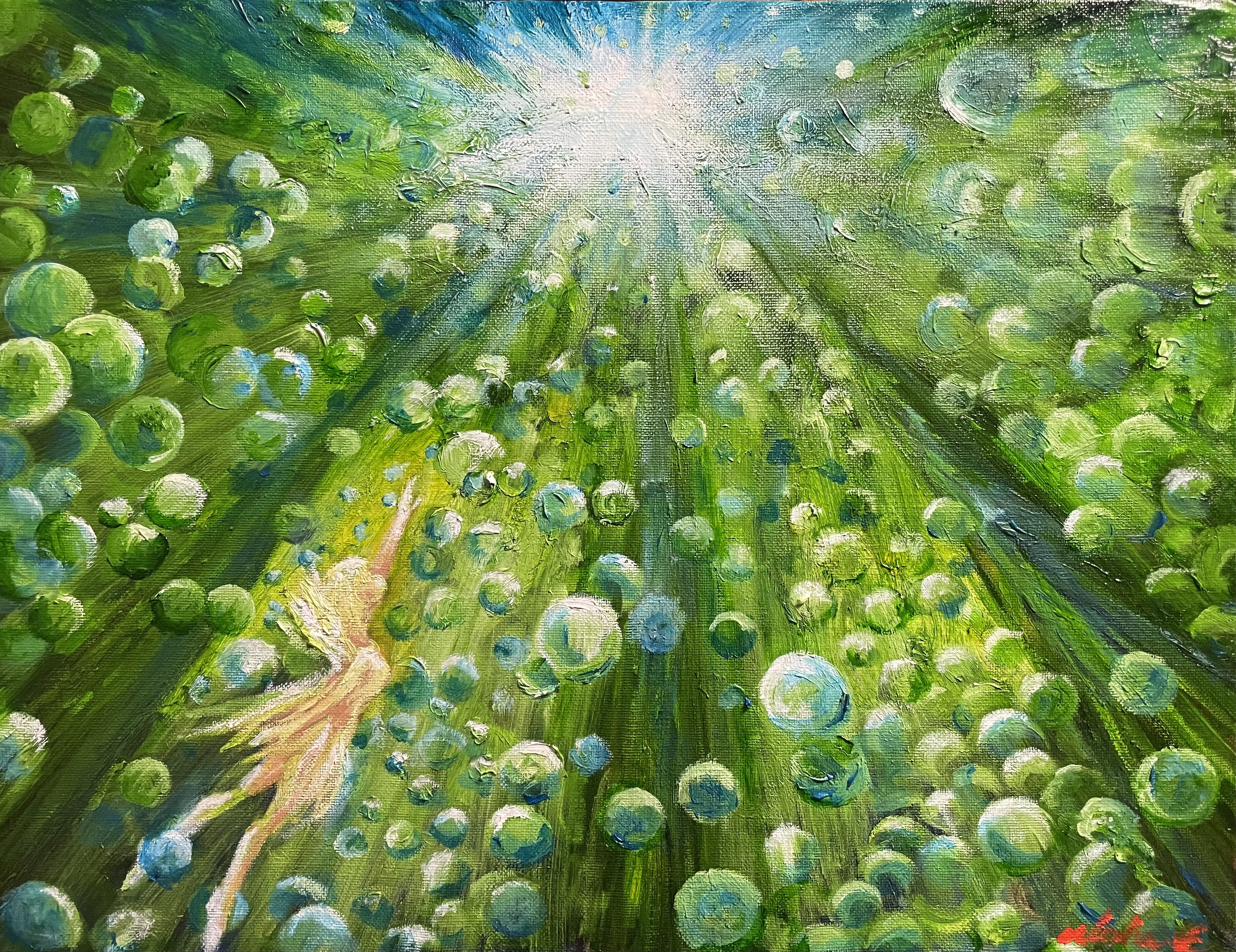 画家　手描きの油絵　タイトル「琉球の風」