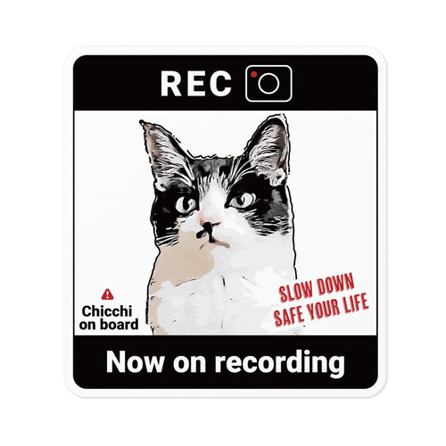 ドラレコ録画中」愛猫ステッカー作れます！【オーダーメイド】送料無料 