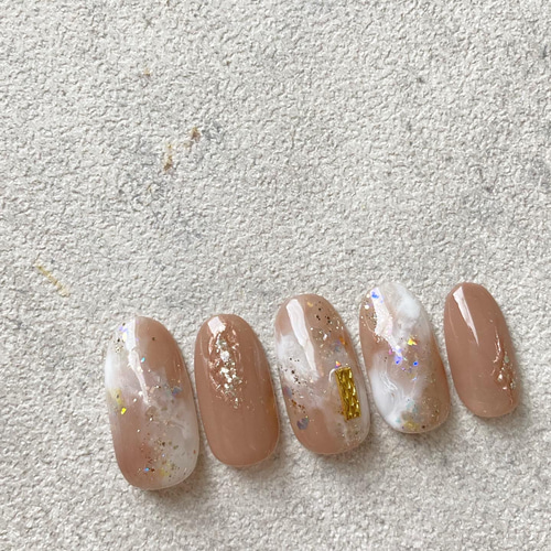 ニュアンスネイル もやもやネイル ネイルチップ 大人ネイル 天然石