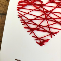 【感謝】紙刺繍メッセージカード(赤ハート) 2枚目の画像