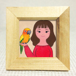 似顔絵「小鳥とふたり」アート絵画 7枚目の画像