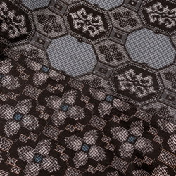 "大島紬ワンピース" パッチワーク テントワンピース グレー ロング ノースリーブ 上品 上質 M〜3L（B5304） 14枚目の画像