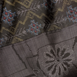 "大島紬ワンピース" パッチワーク テントワンピース グレー ロング ノースリーブ 上品 上質 M〜3L（B5304） 16枚目の画像