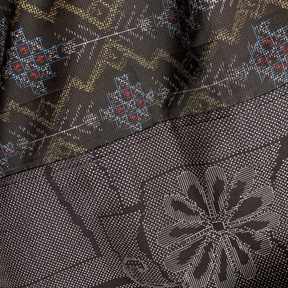 "大島紬ワンピース" パッチワーク テントワンピース グレー ロング ノースリーブ 上品 上質 M〜3L（B5304） 16枚目の画像