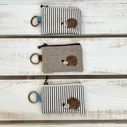 ミニコインケース(ヒッコリーデニムとはりねずみアップリケ） 7枚目の画像