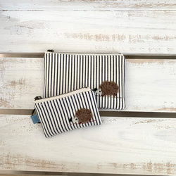 ミニコインケース(ヒッコリーデニムとはりねずみアップリケ） 6枚目の画像